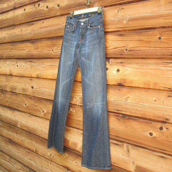7 for All Mankind Low Rise Boot Cut Jeans 24 X 32 - Picture 2 of 11